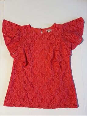 Merona Coral Lace Flutter Sleeve Top